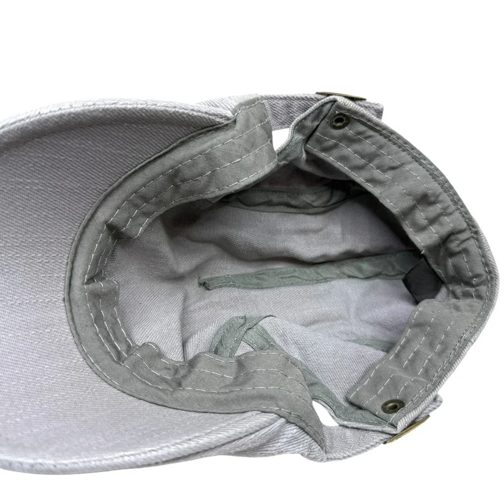 Classic Grey Herringbone Flat Cap Ivy Newsboy Cabby Hat Adjustable Mens Sz OS